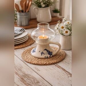 Vintage Chamber Light Goose Pattern Oil Lamp Hurricane Glass Shade Taiwan Farmho